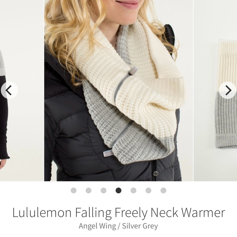 LULULEMON MERINO WOOL CREAM GRAY ZIP CLOSURE SCARF WRAP SHAWL